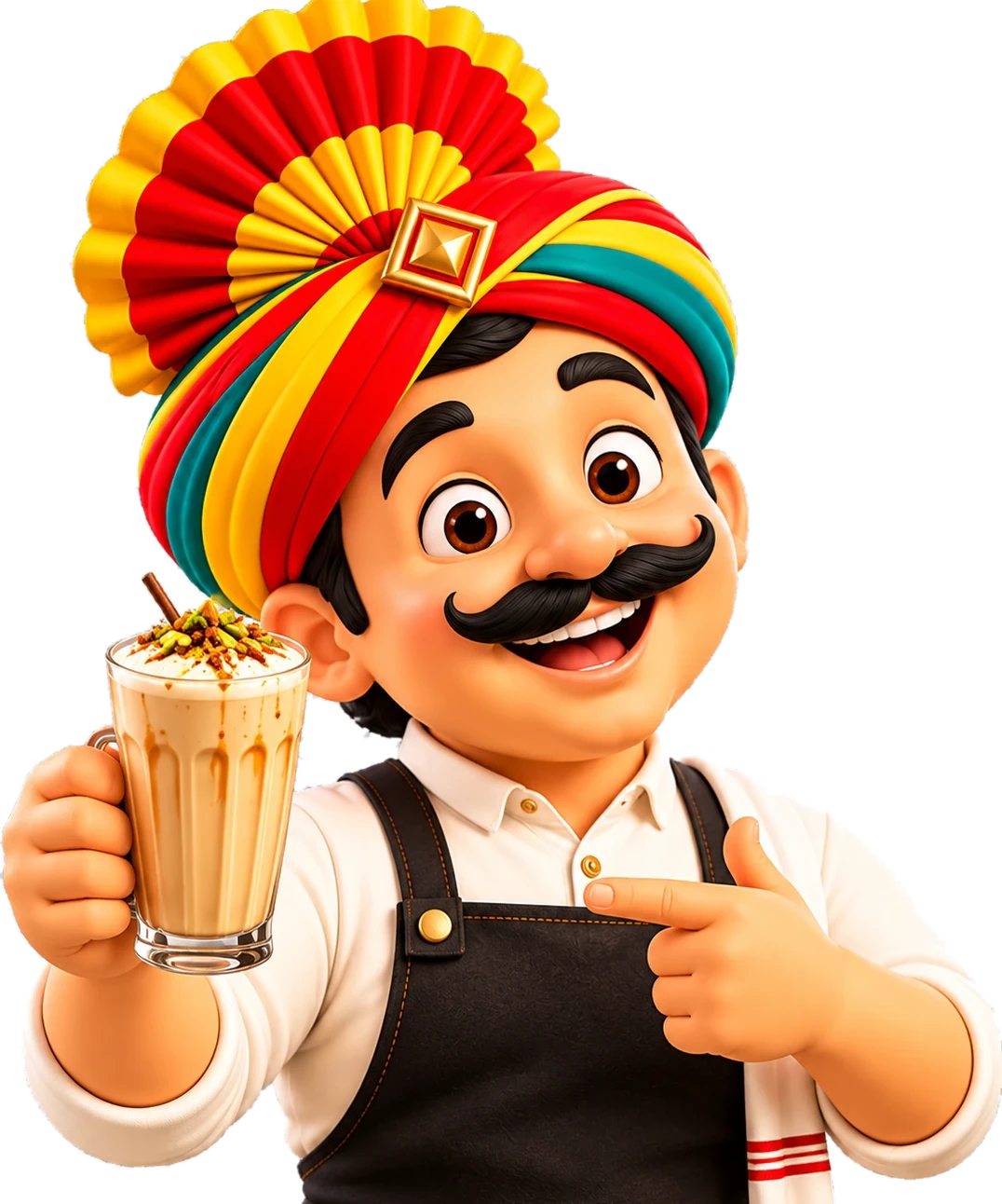 Our chef with a glass of lassi